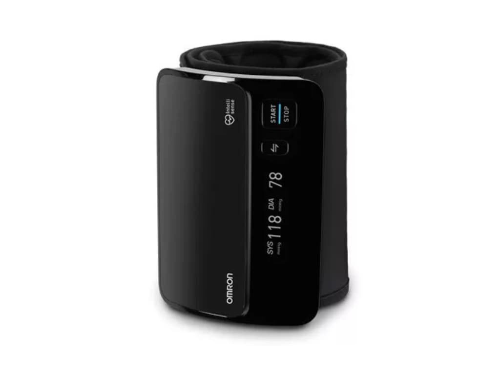 Omron Evolv bovenarm bloeddrukmeter verticaal geplaatst
