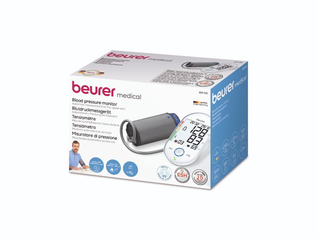 Doos van de Beurer BM 55 bovenarm bloeddrukmeter