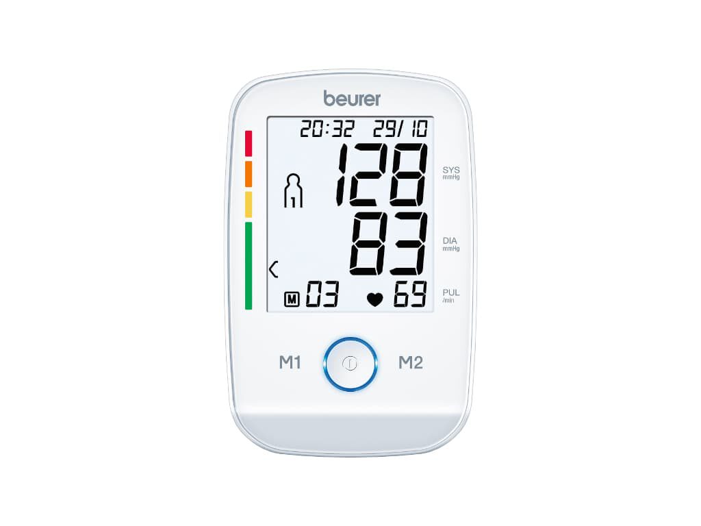 Voorkant van de Beurer BM 45 bovenarm bloeddrukmeter