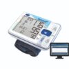 Hartmann Veroval® Premium polsbloeddrukmeter met pc-monitor waarop de Veroval® medi.connect-software zichtbaar is