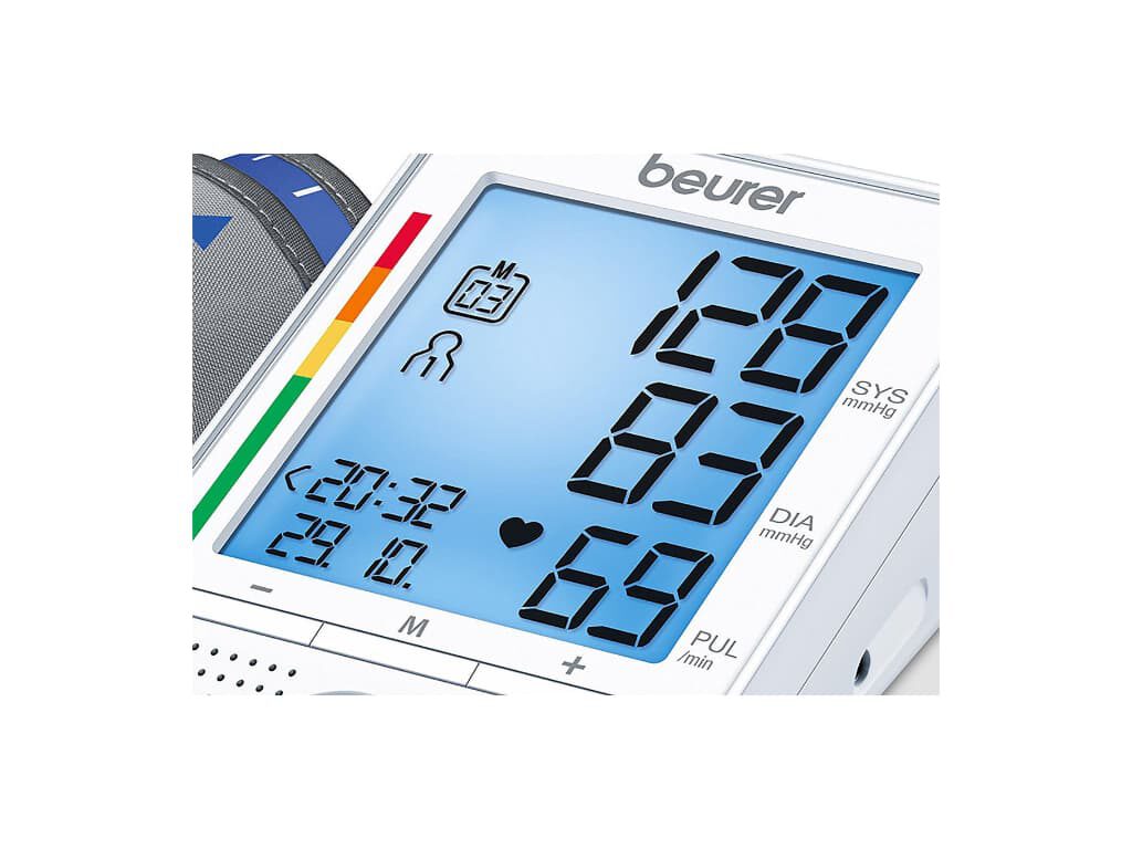 Detailweergave van het scherm van de Beurer BM 49 bovenarm bloeddrukmeter