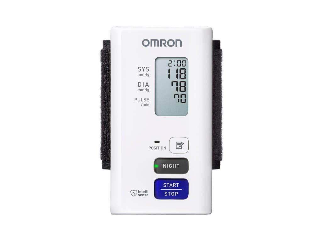 Voorkant van de Omron Nightview polsbloeddrukmeter