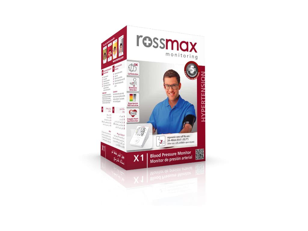 Doos van de Rossmax X1 bovenarm bloeddrukmeter