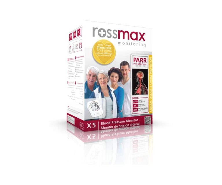 Alternative view of Rossmax X5 bovenarm bloeddrukmeter met boezemfibrilleren (AFib) detectie