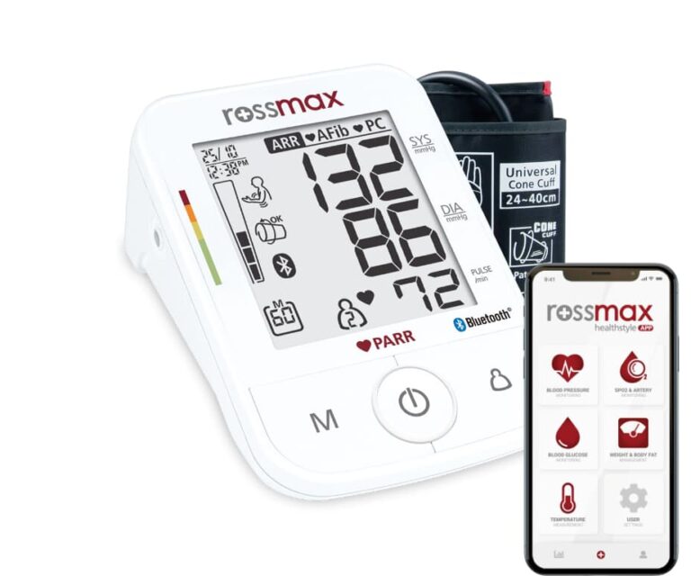 Rossmax X5 BT bovenarm bloeddrukmeter met boezemfibrilleren (AFib) detectie en smartphone verbinding