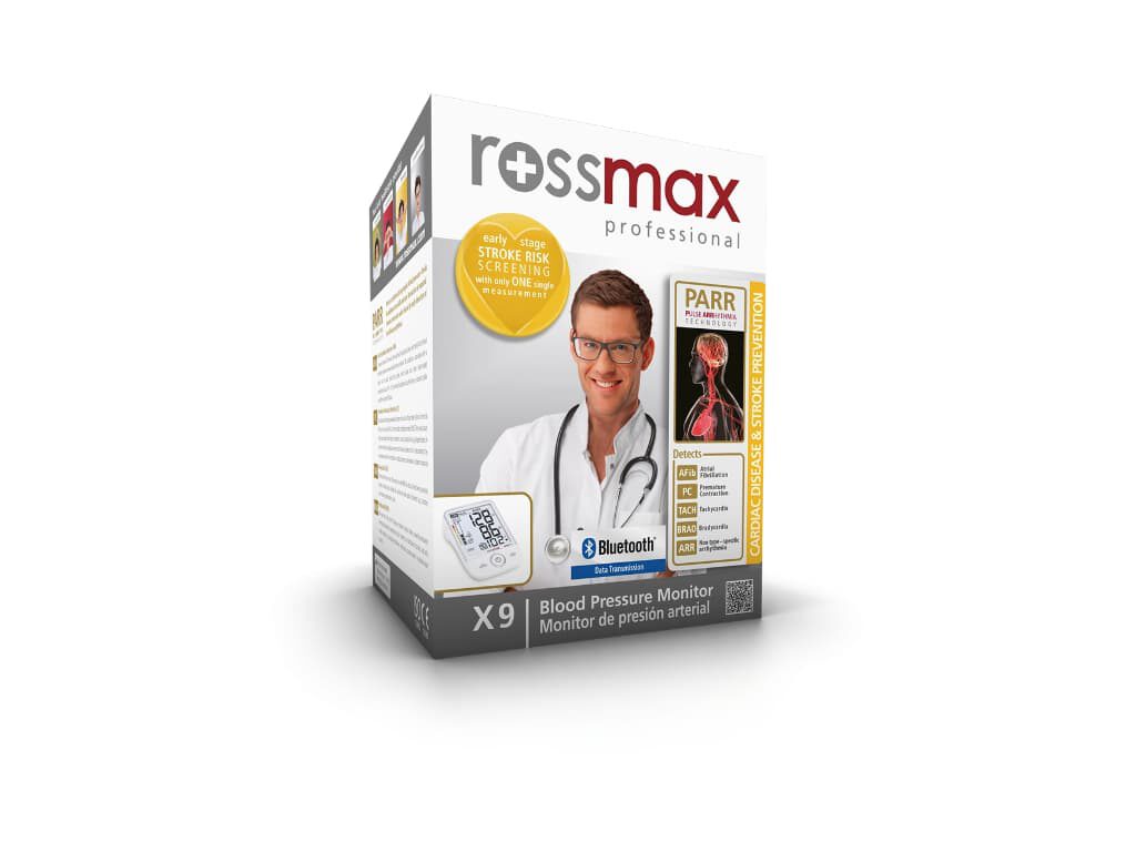Doos van de Rossmax X9 BT bovenarm bloeddrukmeter