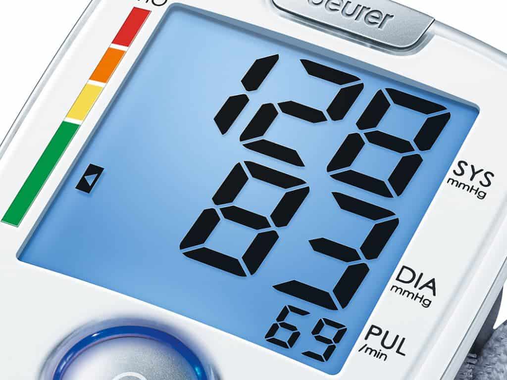 Detail van het scherm van de Beurer BC 44 polsbloeddrukmeter