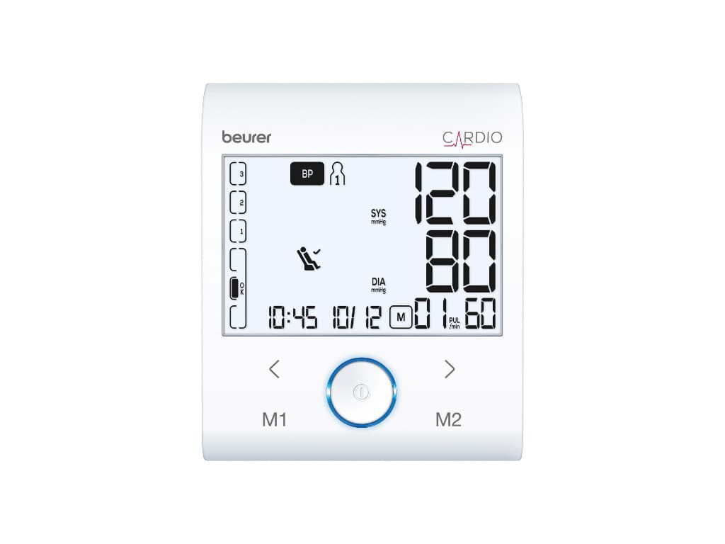 Voorkant van de Beurer BM 96 Cardio 1-kanaals ECG en bovenarm bloeddrukmeter