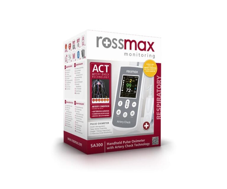 Alternative view of Rossmax SA300 handheld pulsoximeter met slagadercontrole (ACT) en smartphoneverbinding