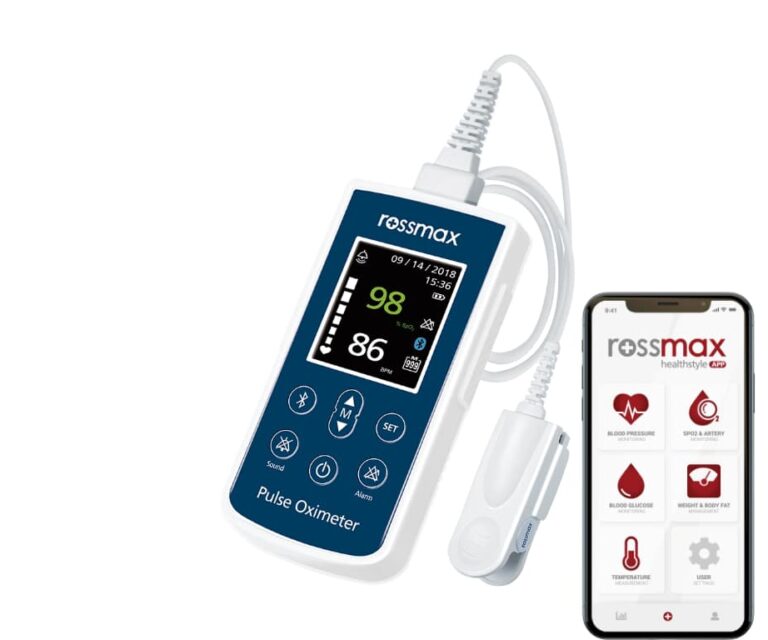 Rossmax SA310 handheld pulsoximeter met smartphoneverbinding