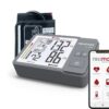 Rossmax Z5 bovenarm bloeddrukmeter met manchet en smartphone met Rossmax Healthstyle-app in beeld