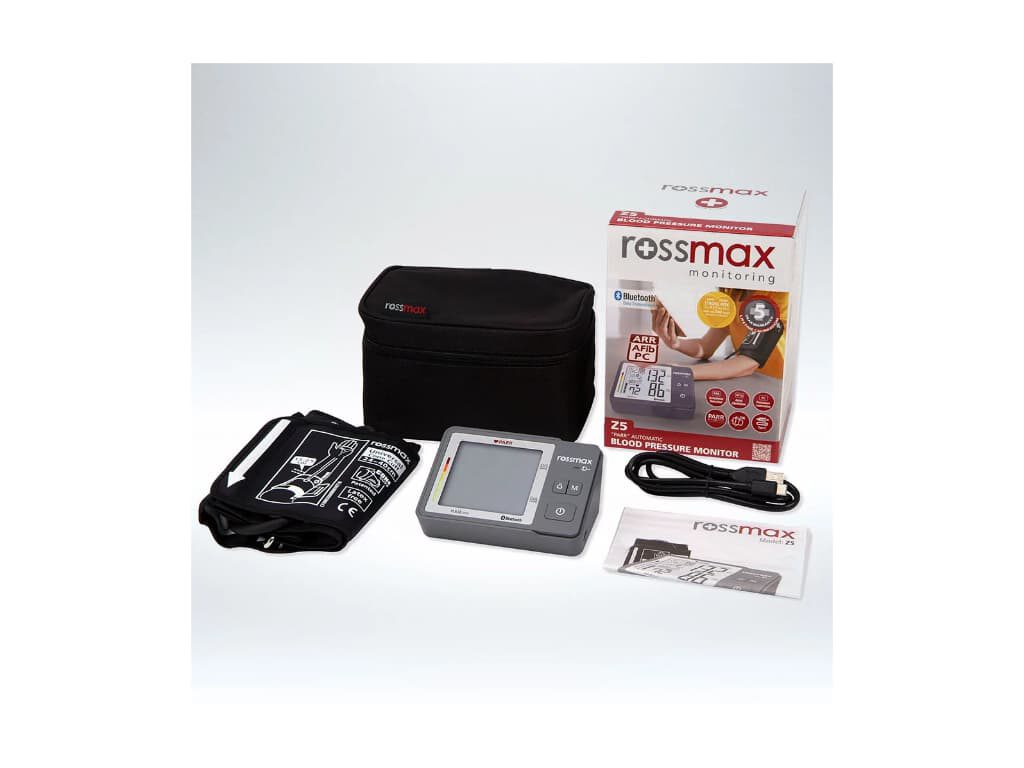 Rossmax Z5 bovenarm bloeddrukmeter met accessoires, opbergetui en doos