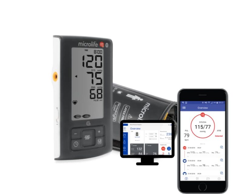 Microlife BP A6 BT bloeddrukmeter met boezemfibrilleren (AFib) detectie en smartphone verbinding