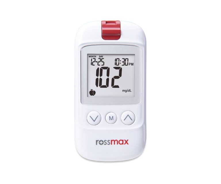Alternative view of Rossmax HS200 BT mg/dl glucosemeter met smartphoneverbinding