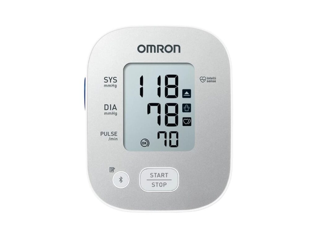 Voorkant van de Omron X2 Smart+ bovenarm bloeddrukmeter