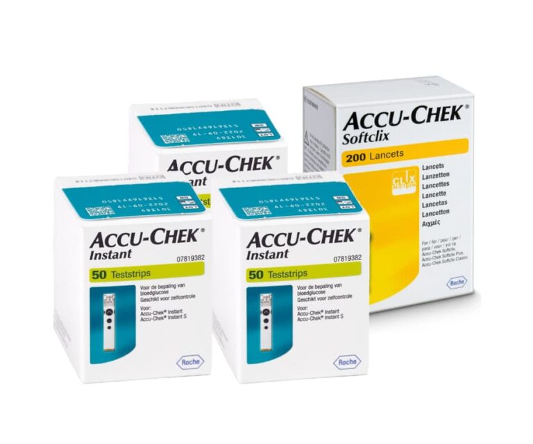 Accu-Chek Instant teststrips (50 stuks) – actiepakket 3× 50 stuks + Accu-Chek Softclix lancetten (200 stuks)