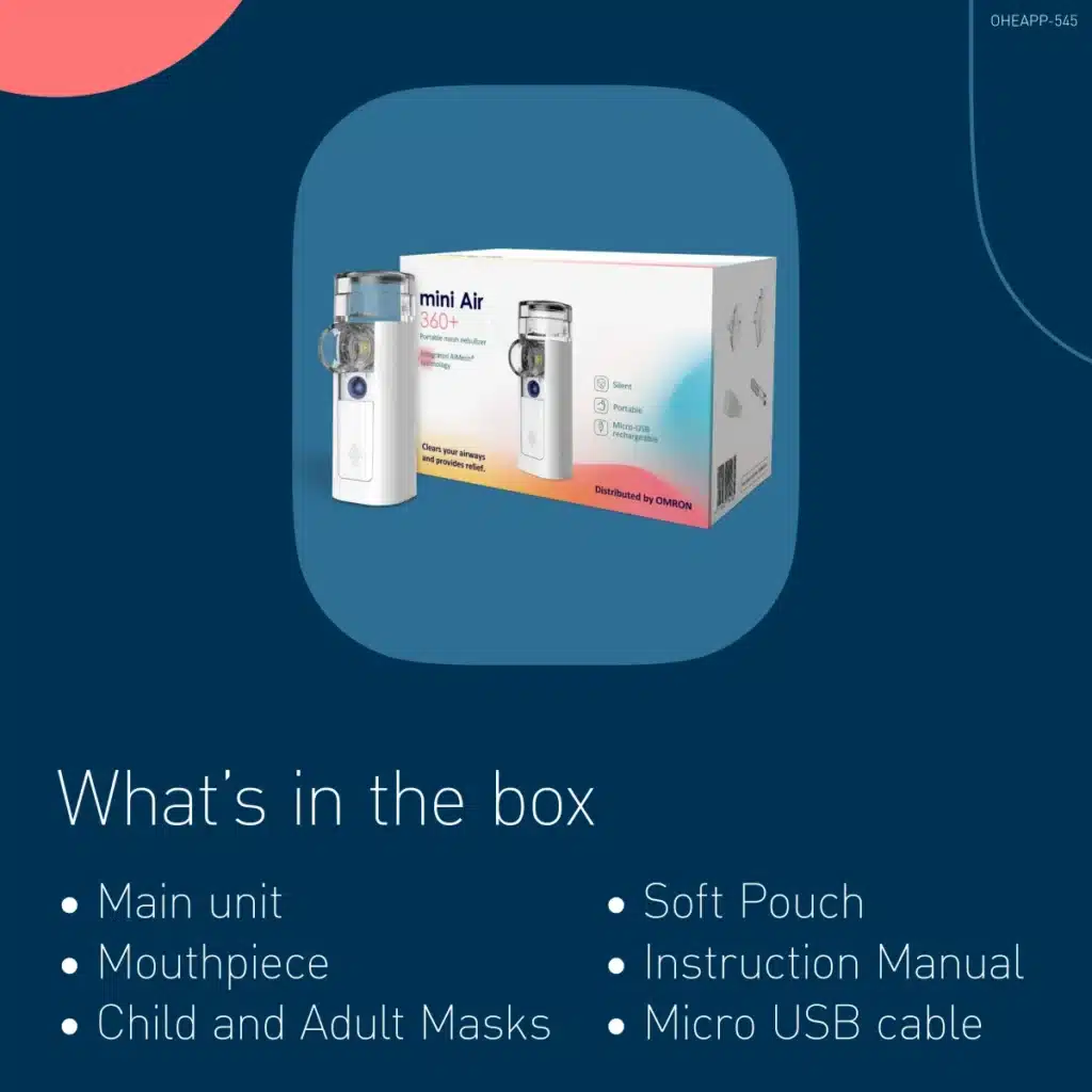 Omron Mini Air 360P-E draagbare lichtgewicht mesh vernevelaar - Afbeelding 11