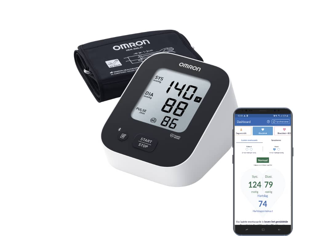 Omron M2+ Connect bloeddrukmeter met flexibel medium/large manchet (22-42 cm) – nieuwste model (2026)