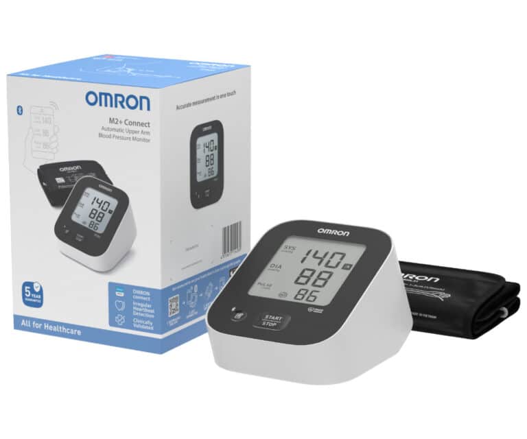 Omron M2+ Connect bovenarm bloeddrukmeter met manchet en doos