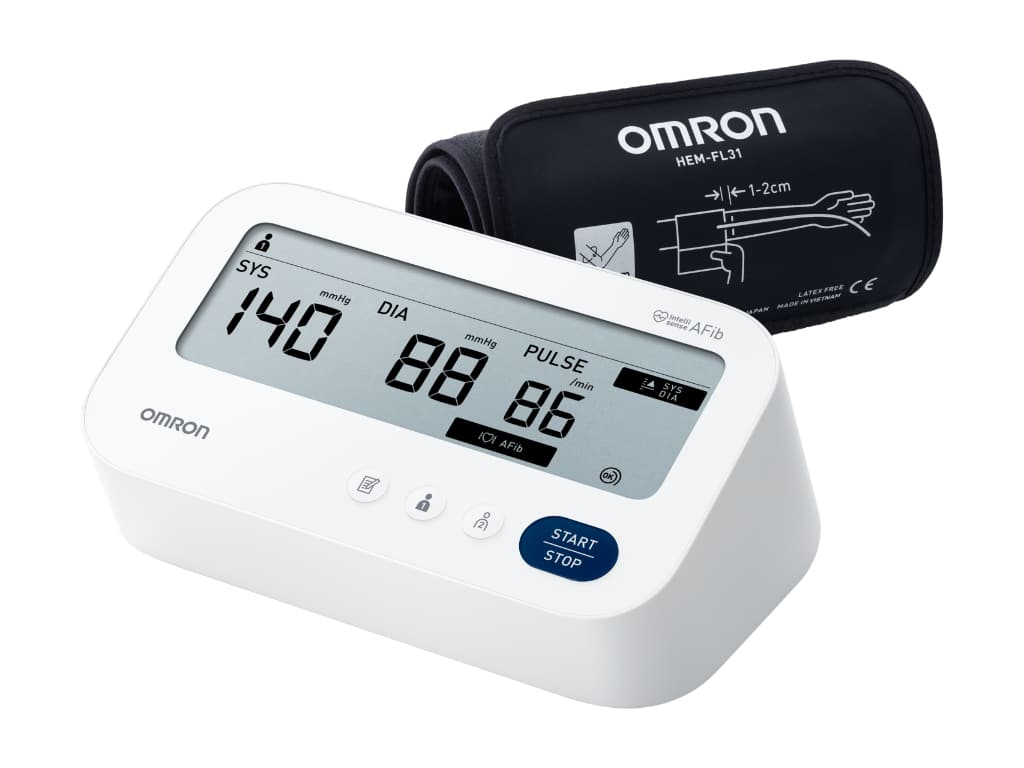 Omron M3 Comfort AFib bloeddrukmeter met atriumfibrillatie detectie bij elke meting en voorgevormd medium/large manchet (22-42 cm) – nieuwste model (2026)