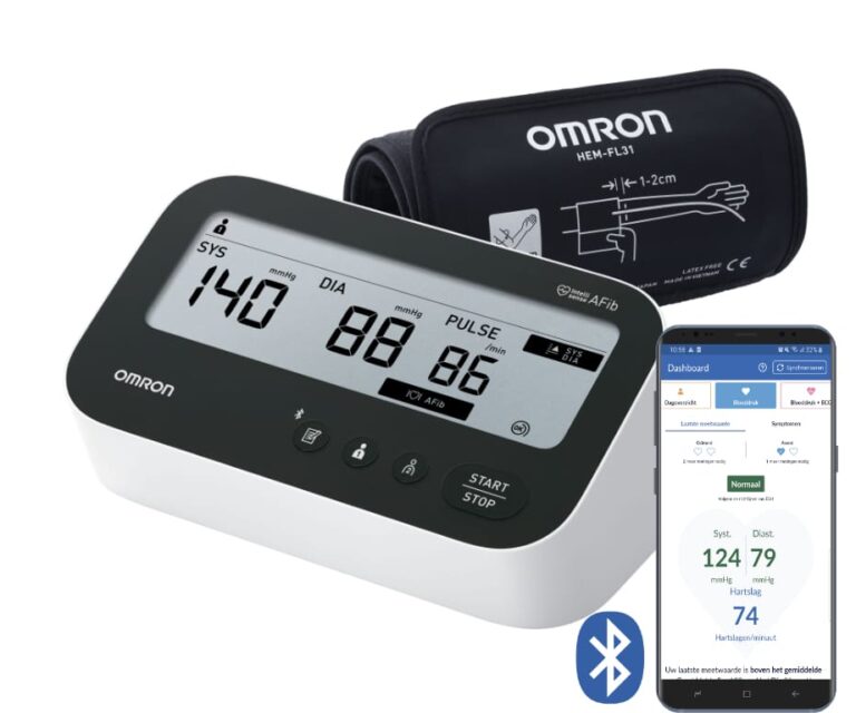 Omron M4 Connect AFib bloeddrukmeter met voorgevormd medium/large manchet (22-42 cm) – nieuwste model (2026)