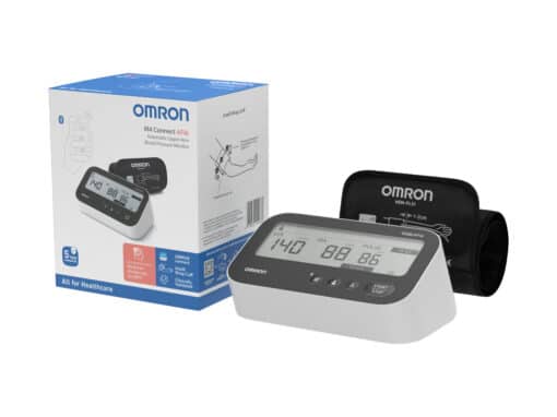 Omron M4 Connect AFib bloeddrukmeter met doos en manchet