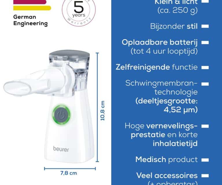 Beurer IH 57 mesh-vernevelaar met afmetingen en technische gegevens