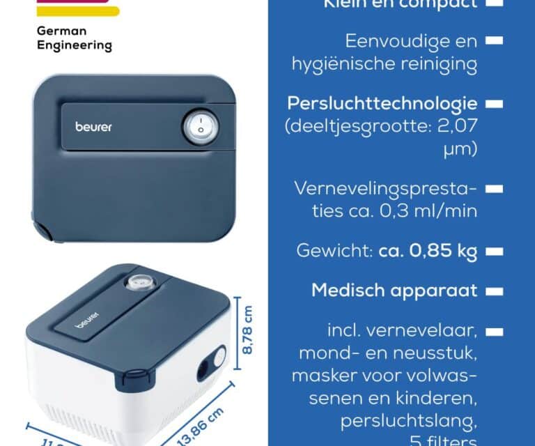 Beurer IH 16 vernevelaar met afmetingen en technische gegevens