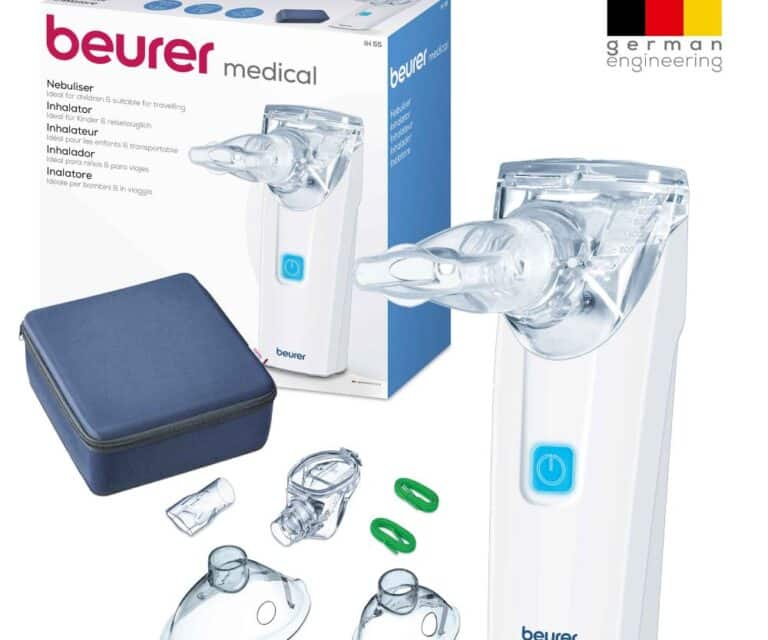 Beurer IH 55 mesh-vernevelaar met accessoires, opbergbox en verpakking