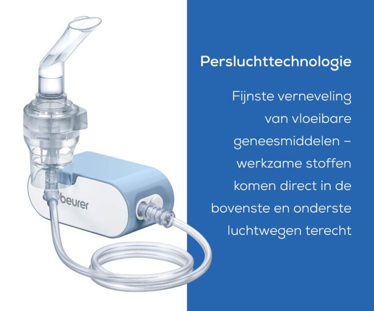 Beurer IH 60 vernevelaar in beeld met tekst over persluchttechnologie