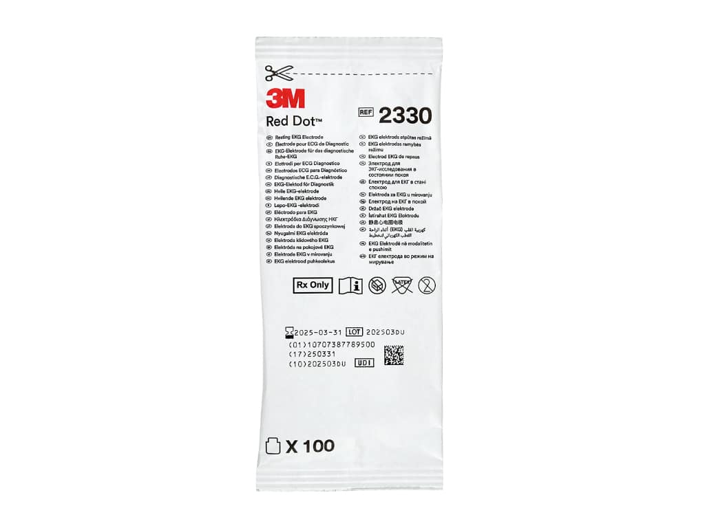 3M Red Dot 2330 ECG zelfklevende gel elektroden (100 stuks) voor de fragiele huid