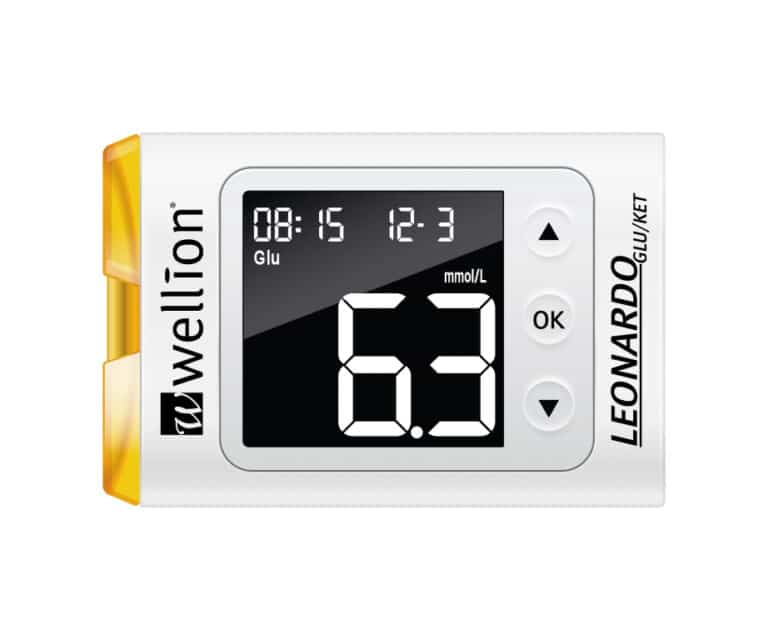 Wellion Leonardo mmol/l wit glucosemeter en ketonenmeter (inclusief 50 glucose strips + 50 lancetten) - Afbeelding 2