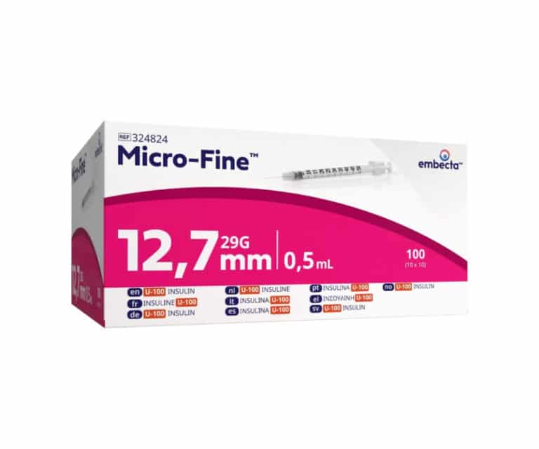 embecta Micro-fine insulinespuit 0,5 ml + naald 0,33 x 12,7 mm U100 324824
