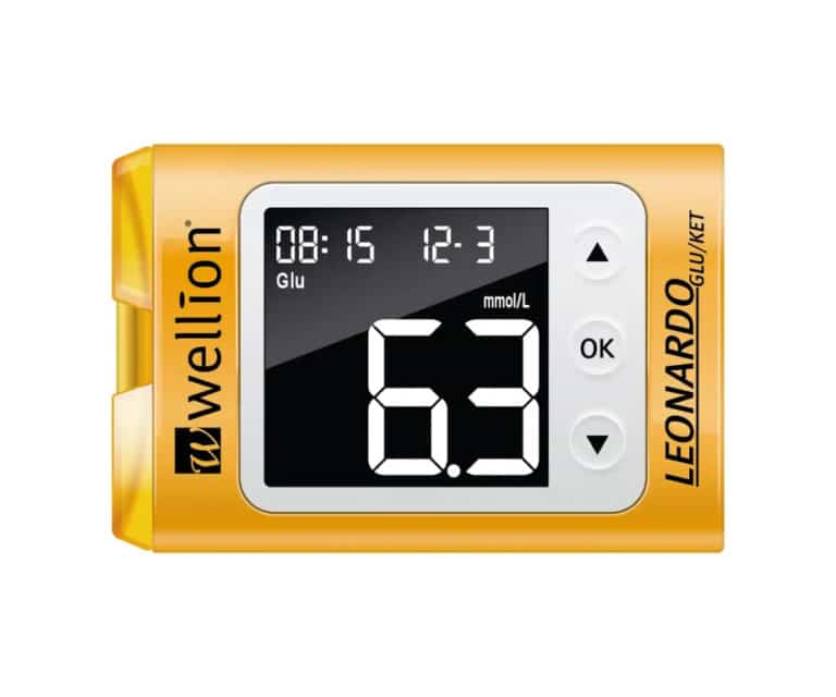 Wellion Leonardo mmol/l geel glucosemeter en ketonenmeter (inclusief 50 glucose strips + 50 lancetten) - Afbeelding 2