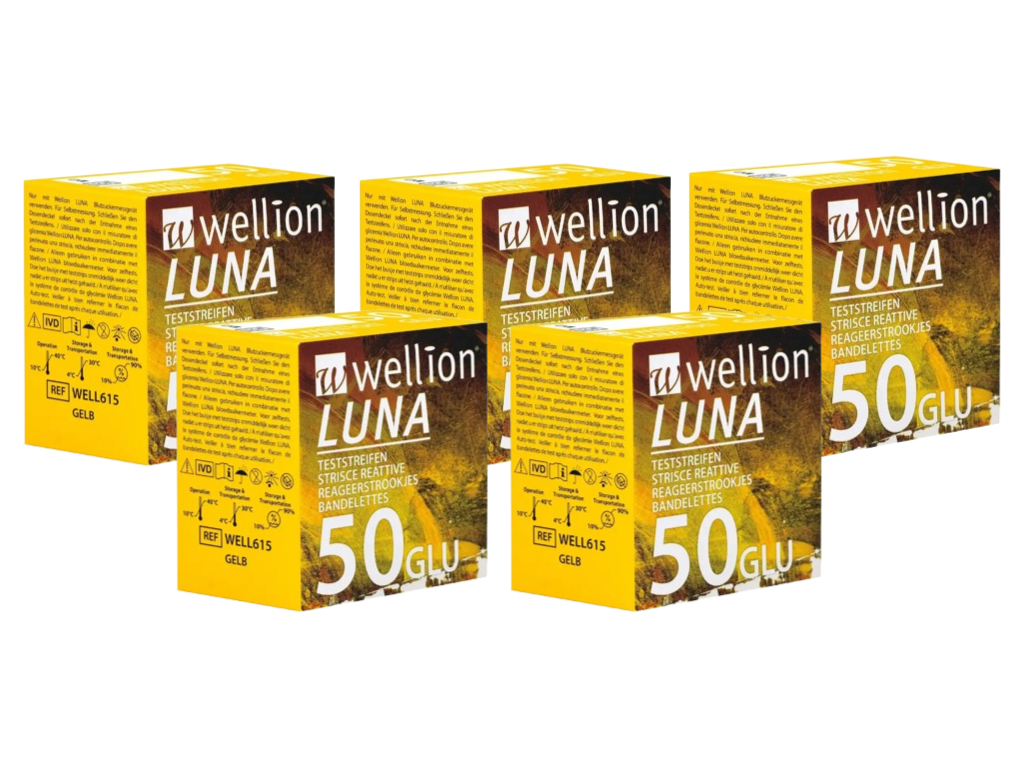 Wellion Luna glucose teststrips (50 stuks) – actiepakket 5× 50 stuks