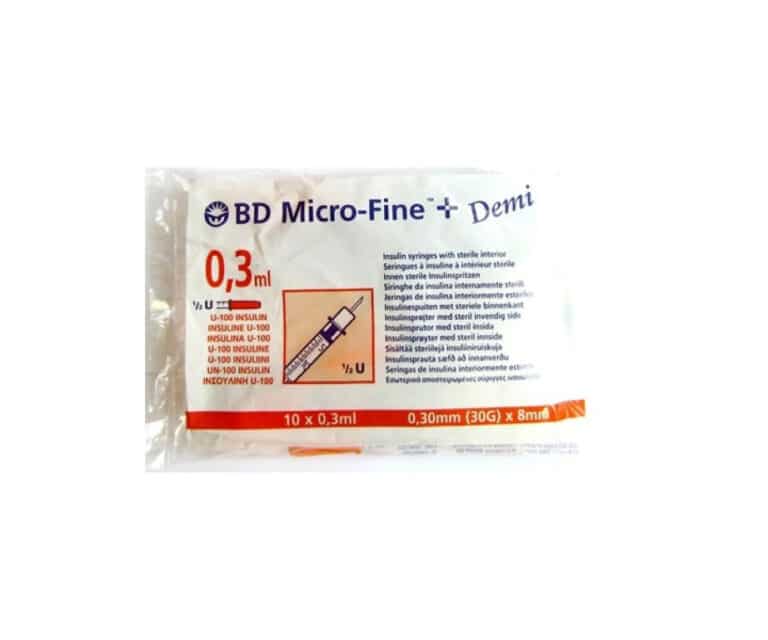 embecta Micro-fine insulinespuit 0,3 ml + naald 0,30 x 8 mm U100 324826 - Afbeelding 3